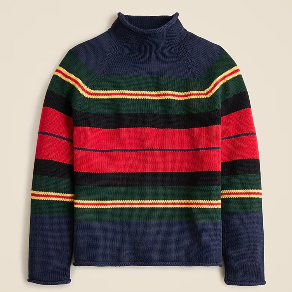 SOLD OUT! J. Crew 2025 rollneck sweater in Rugby Stripe- Size M- *BNWT*